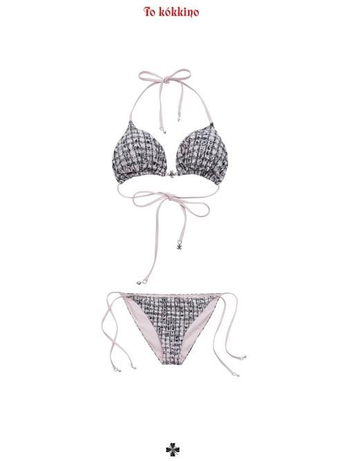 tokokkino "Grey Pink Plaid Shadow" Pearl Bikini