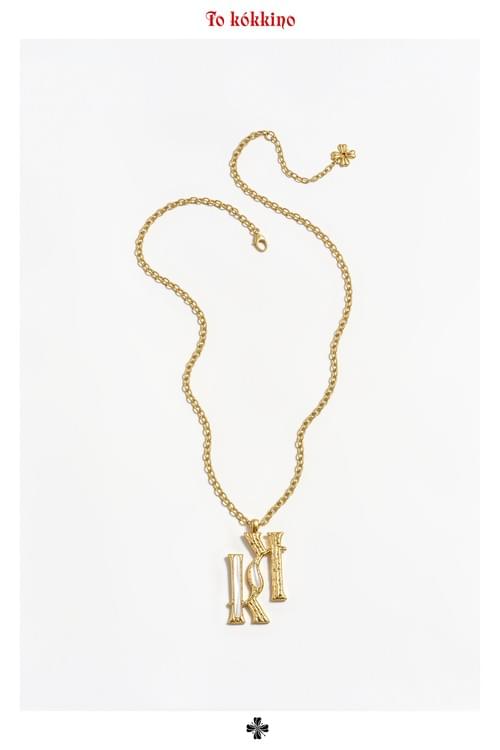 tokokkino* Logo Double-K Deep Sea Pearl Shell Long Necklace