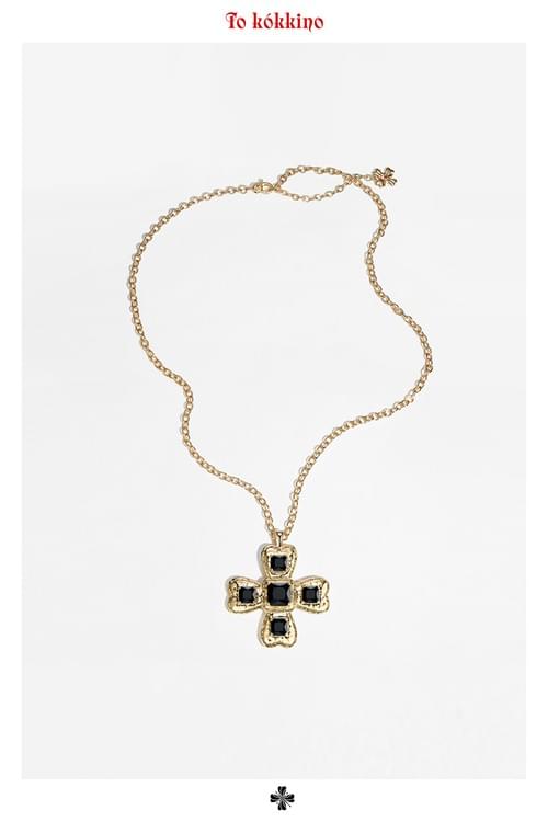 tokokkino* Black Zircon Classic Four-Sided Bowknot Necklace