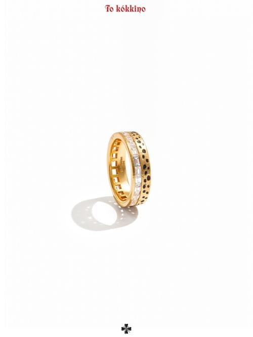 tokokkino "Border of Day & Night" 925 Sterling Silver Antique Gold Cheetah Two-tone Ring