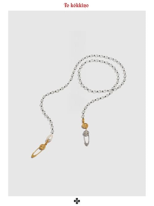 tokokkino「Weightlessness Night Flight」Gold and Silver Twined Crystal Long Chain