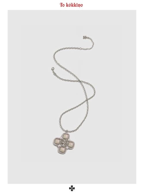 tokokkino「Afterglow」Silver Pink Pearl Bowtie Long Necklace