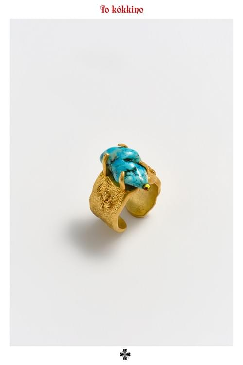tokokkino* Irregular Turquoise Ring