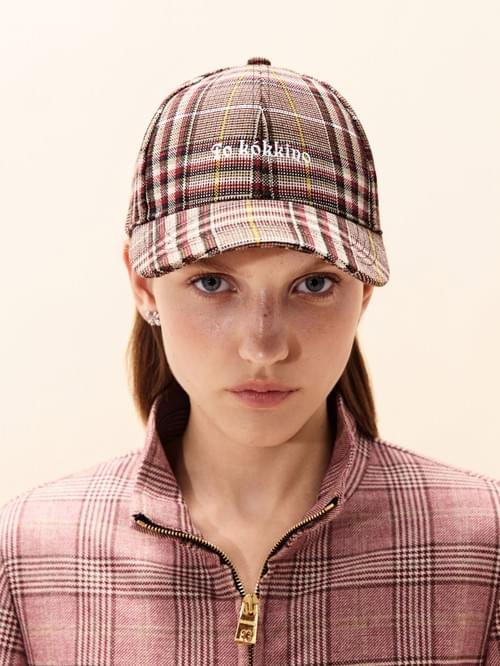 All-wool British red plaid peaked cap