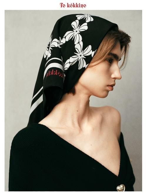 tokokkino* Four-Sided Bowknot Black Scarf