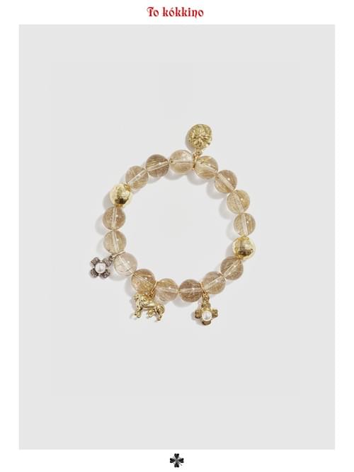 tokokkino 'Fate Entwined' Rutilated Quartz 925 Silver Retro Pendant Bracelet *Eternal Series
