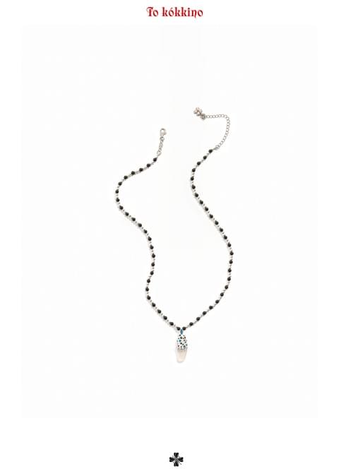 tokokkino "Deep in the Night" Antiqued White Agate & White Chalcedony Necklace