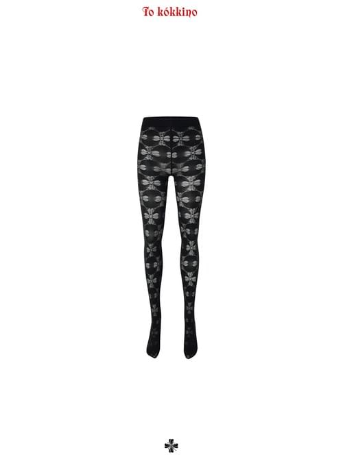 tokokkino "Night Tour" Classic Four-Way Bow Jacquard Full-Foot Tights