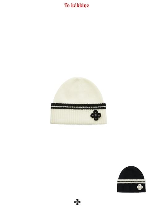 tokokkino "Twin Winter" Hand-Knit Cashmere Two-Tone Contrast Beanie