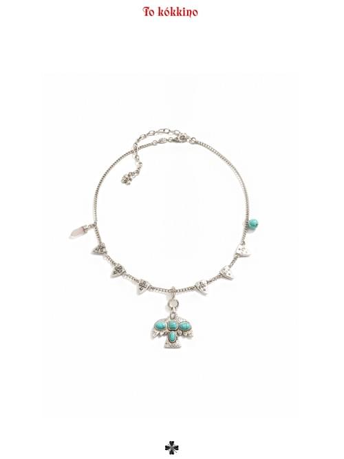 tokokkino "Letter from the Wilderness" Antiqued Oxidized Silver Turquoise Bird Necklace