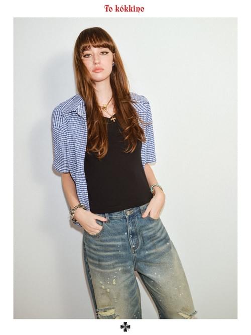 tokokkino「Sketch of Soundtrack」Plaid Short Sleeve Shirt * Imported from Japan