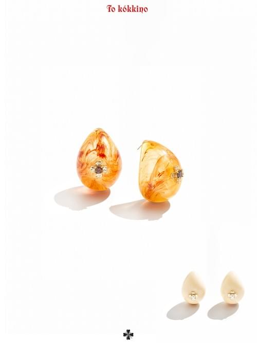 tokokkino "Two Moonlights" Two-tone Teardrop Stud Earrings