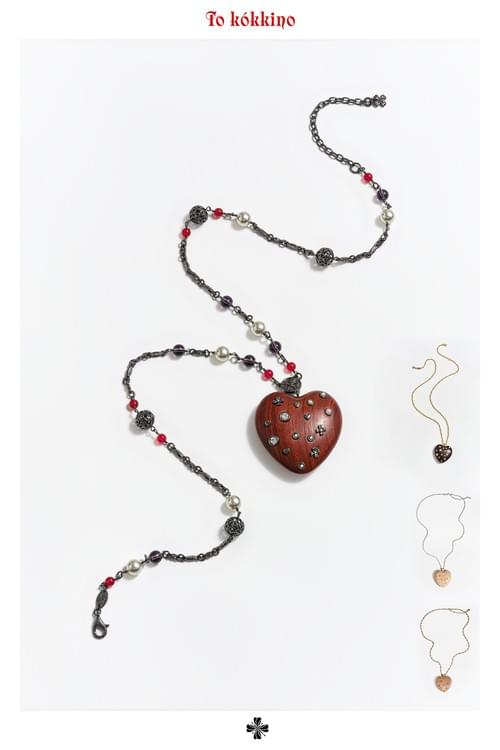 tokokkino* Starry Heart Wooden Necklace