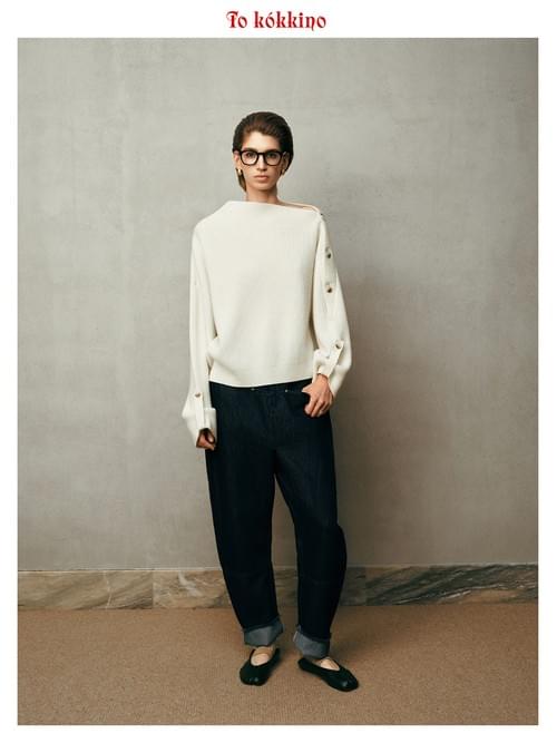 tokokkino* Curved-Hem Cropped Jeans