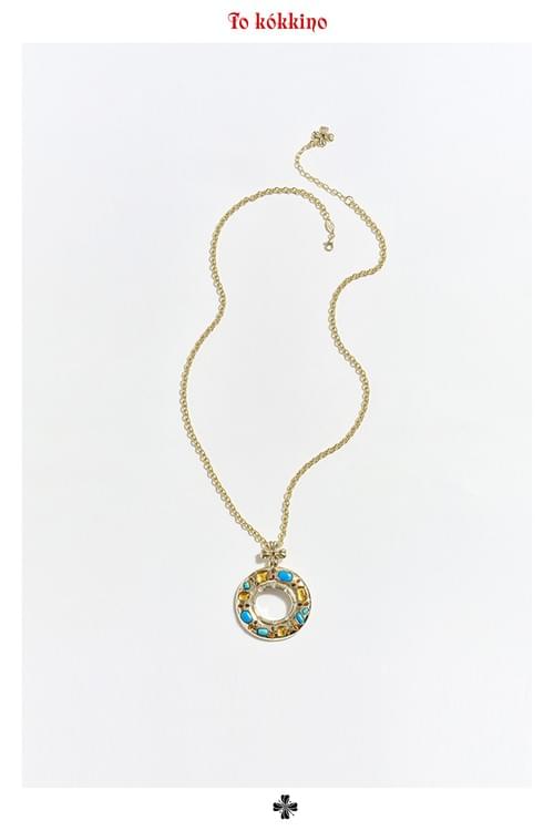 tokokkino* Irregular Gemstone Circle Necklace