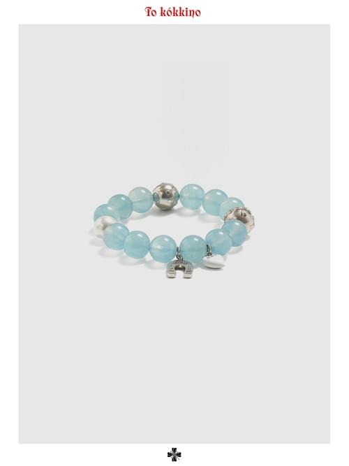 tokokkino「Waves Boundary」Natural Aquamarine 925 Silver Retro Bracelet *Eternal Series