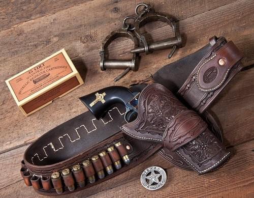 New - Brown High End - Hand of God - 45 Long Colt Holster & Gun Belt