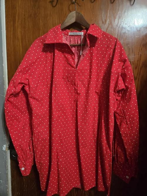 Red polka dot "Workman's" shirt for 19th century re-enactors - Size XXL
