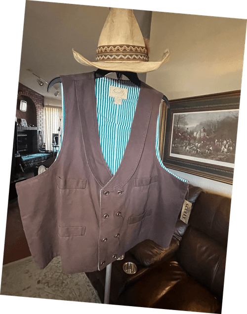 New - Scully Brand Chocolate Brown Men's Wild West vest - Size XXL