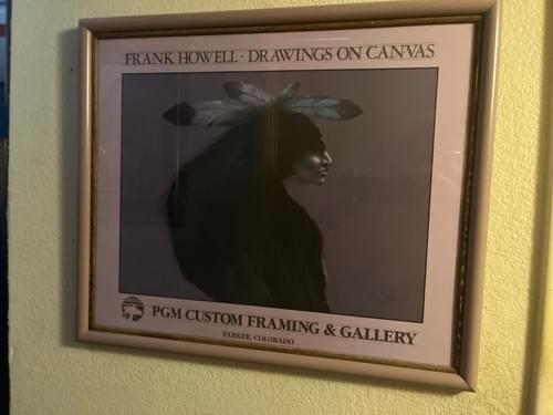 Signed and Dated - Framed Print by artist Frank Howell - Rare Lakota Warrior Side View