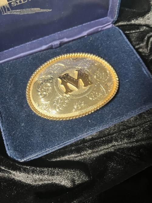 Men's Montana Silversmiths Gently Used "M" Monogram Silver & Gold Covered Belt Buckle