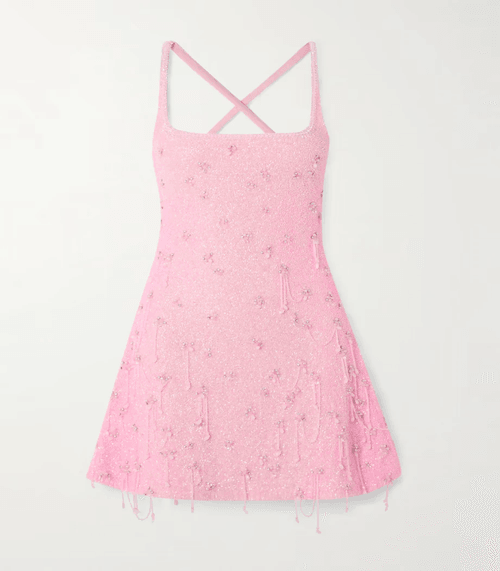 ANT- Embellished Stretch Mesh Mini Dress