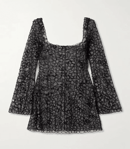 ANT- Caviar Embellished Tulle Mini Dress