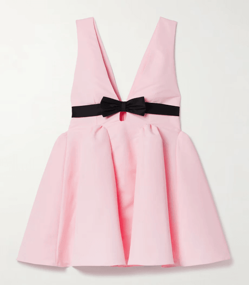 ANT-Bow-Embellished Woven Mini Dress