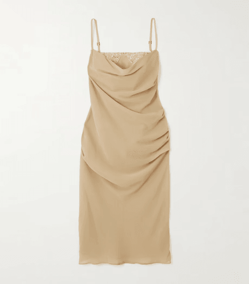 ANT- Crystal-Embellished Draped Crepe Corset Midi Dress