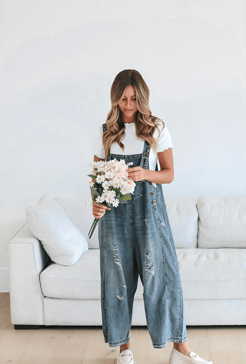 Frankie Floral Denim Overalls