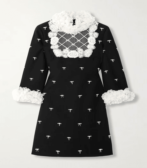 ANT-Trim Wool-Silk Crepe Mini Dress