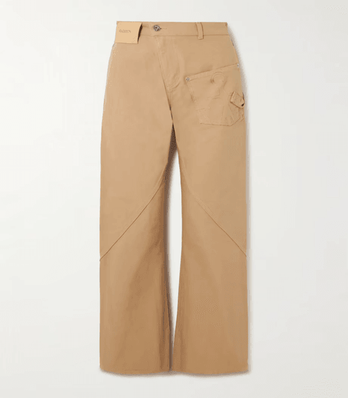 ANT-Asymmetric Embroidered Cotton-Canvas Trousers