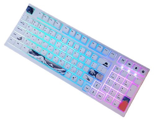 V90 RGB Backlit , Great Wave , White case , 90% 98 key Mechanical Keyboard