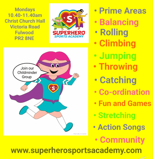 MONDAY CHILDMINDER Group - Little Superhero Flying Start Session - 10.40-11.40 am - 15th September