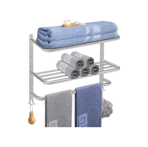 Bathroom Towel Rack, 3-Tier Towel Holder with Hooks