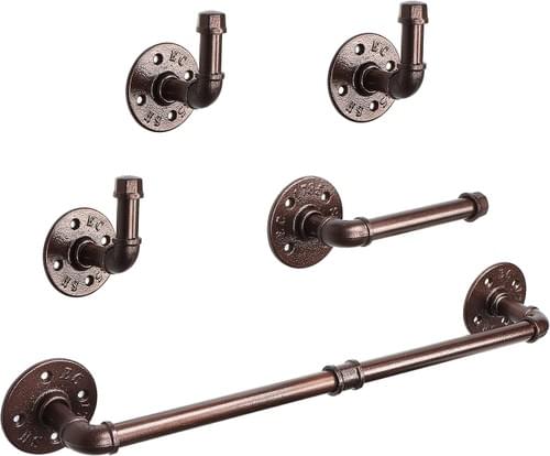 NearMoon 5-Pieces Industrial Pipe Bathroom Hardware Set