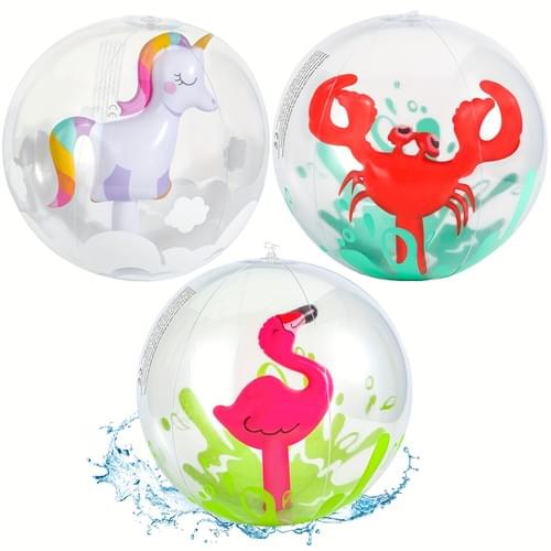 3pcs Beach Balls 16 Inches Inflatable Pool Toys Pool And Party Decorations, Beach Party Accessories