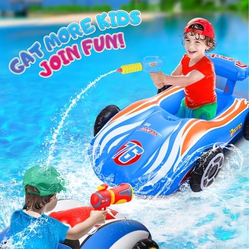 Pool Floats Toys For Kids With Water Gun - Inflatable Ride-on Pool Toys For Kids Ages 3+