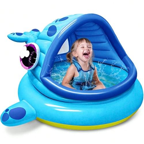 Inflatable Shade Kiddie Pool,Whale Baby Pool Tent, Infant Swimming Pool For Kids