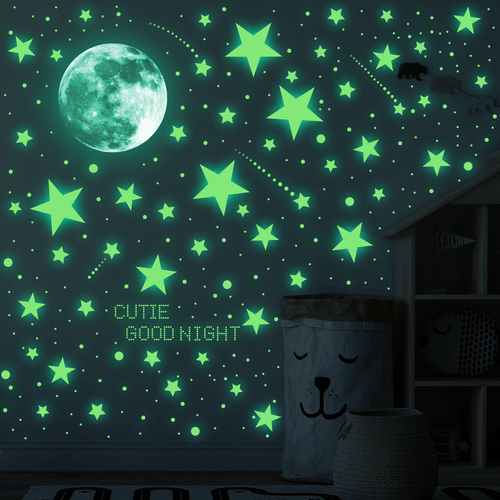 Pack of 637 Luminous Stars Moon Starry Sky Stickers Children's Room Luminous Stars Fluorescent Wall
