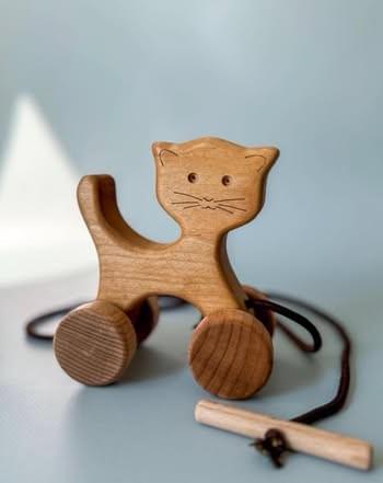 學步兒木製拖拉玩具(貓咪款) Wooden Cat pull & push toy