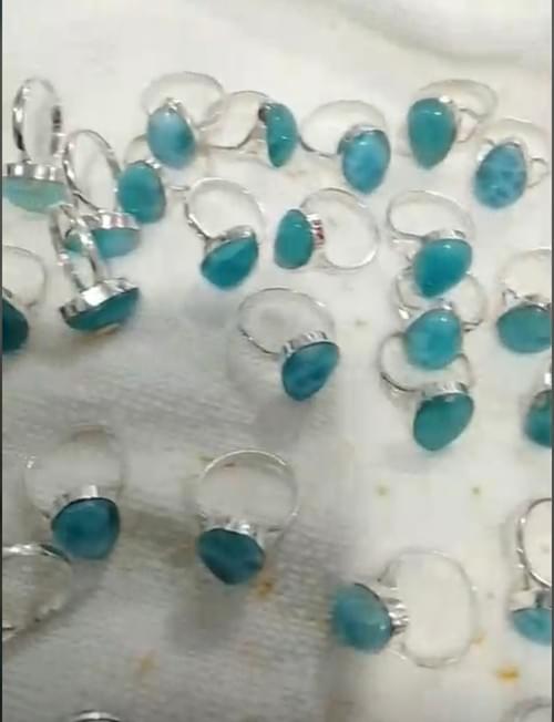 Larimar handmade rings Sterling Silver 925