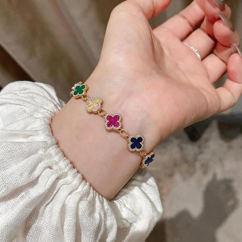 Clover Clasp Charm Bracelet — Linen Hour Collection