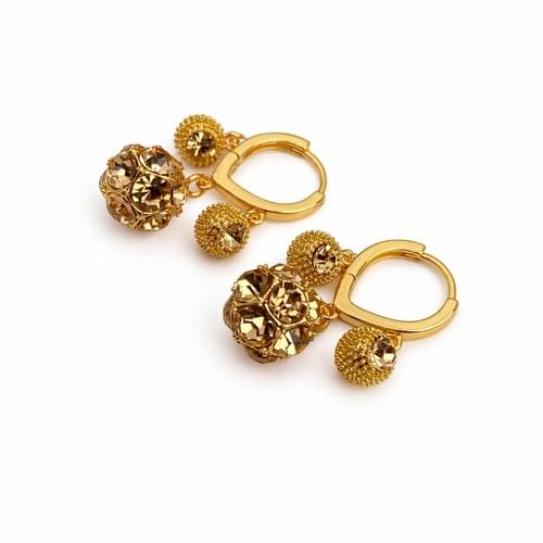 Amber Crystal Huggie Earrings — Dawn Light Collection