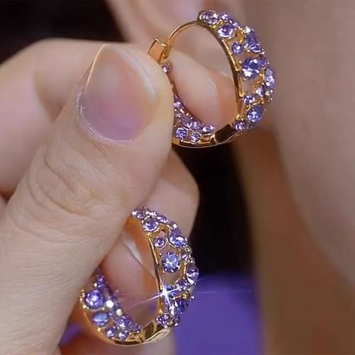Violet Faceted Hoop Earrings