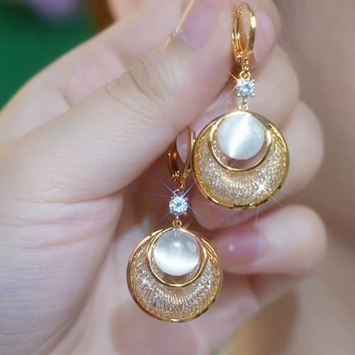 Mesh Crystal Long Drop Earrings