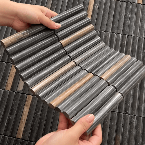 Embossed & Recessed Mosaic Tile | Sculptural Linear Stone Collection