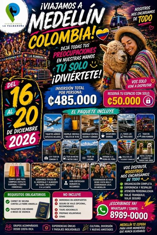 Tour a Medellín, Colombia desde Costa Rica – 5 días / 4 noches