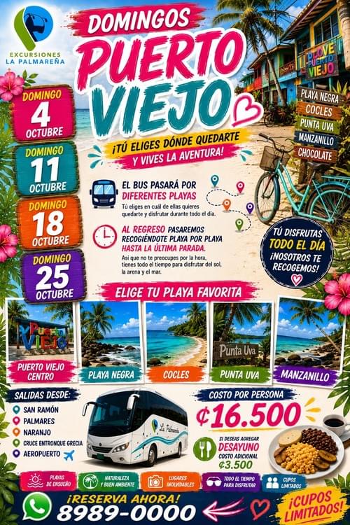Tour a la Playas del Caribe Limon Costa Rica