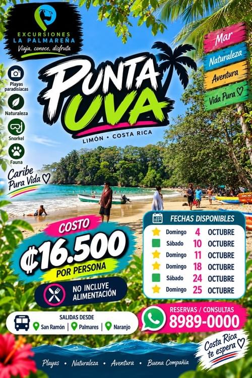 Tour a Caribe Limon -Punta Uva – Caribe Sur